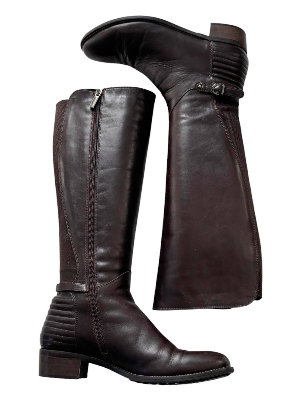 Aquatalia by Marvin K brown leather riding boot knee high made in Italy | 8.5 - Picture 4 of 14
